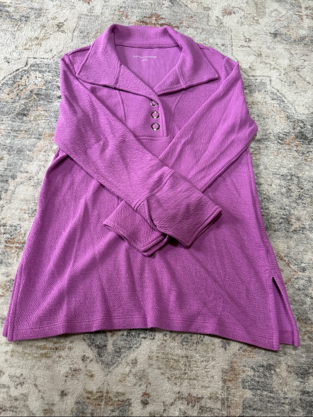 Soft Surroundings Purple Long Sleeve Polo Tunic